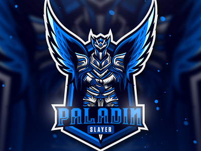 PALADING SLAYER LOGO angel esport esportlogo esports gamer logo gaming gaming logo illustration knight logo logo design mascot mascot character mascot design mascot logo paladin stream sword team logo wings