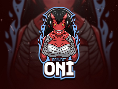 DANKEST ONI LOGO branding devil esport esportlogo gamer logo gaming gaming logo girl illustration illustrator logo logo design mascot logo oni stream twitch vector vector art vector illustration vectorart