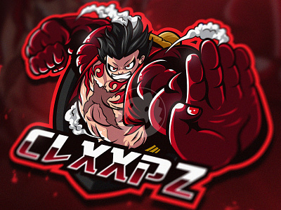 CLXXPZ LOGO esport esportlogo fan art gaming gaming logo illustration illustrator logo logo design luffy mascot logo one piece red logo vector vector illustration