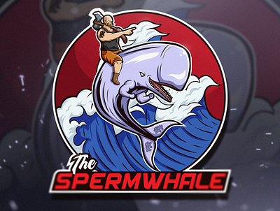 THE SPERMWHALE branding esport esportlogo gaming gaming logo illustration illustrator logo logo design lumberjack mascot logo stream vector whale