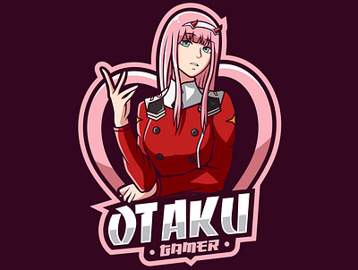 OTAKU GAMER anime anime girl branding esport esportlogo gaming illustration illustrator logo logo design mascot logo zerotwo