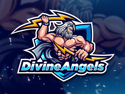 DevineAngels esport esportlogo gaming gaming logo illustration illustrator logo logo design mascot logo vector zeus