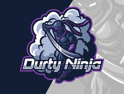 DURTY NINJA esport esportlogo gaming logo illustration illustrator logo logo design mascot logo ninja sword twitch logo vector