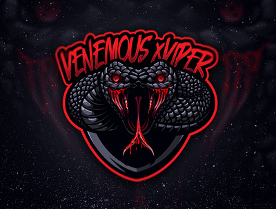 VENEMOUSxVIPER LOGO animal animal logo black logo black snake branding esport esportlogo illustration illustrator logo logo design mascot logo snake