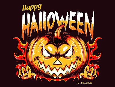 Happy Halloween art digital drawing happy halloween illustration illustrator pumpkin tshirt design