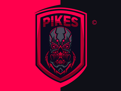 PIKES LOGO CONCEPT branding design designer esport game gaminglogo gas gas mask illustration illustrator logo logodesign logotype mascot mascotlogo mask monster red redhead vector