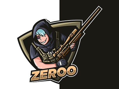 ZEROO LOGO CONCEPT armor branding esport game gaming gun illustration illustrator instagram logo logo design mascot logo military sniper stream twitch twitch logo vector war warrior