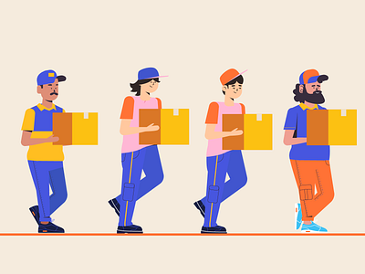 Delivery Boys box boy cap character delivery design illustration man shipping vector yellow