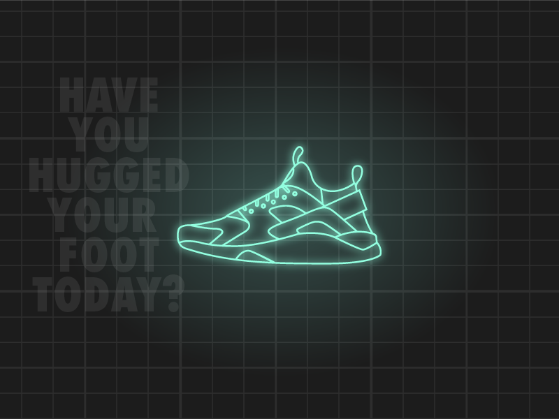 Huarache feet foot glow huarache illustration nike shoes sneaker sneakerhead vector
