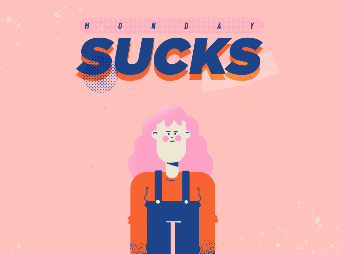 Monday Sucks boring calendar character fuck girl illustration monday monogram sad smile suck upset vector woman