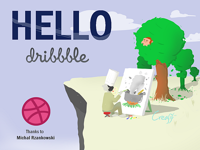 Hello Dribbble! art branding drawing illustration illustration art illustration design vector