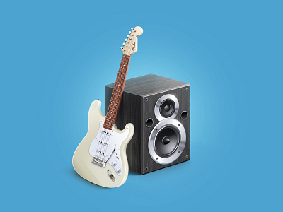 Music Icon acoustic guitar icon. illustration music speakers subwoofer