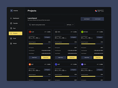 Defi Launchpool crypto dao dashboard defi graphic design launchpool web3