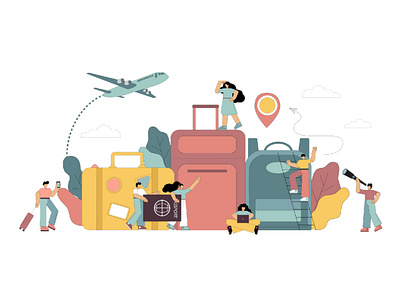 Travel concept of vacation planning trip business trip travel вектор командировка концепция плоский стиль поездка путешествие