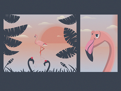 Alpha :) flamingo love palm pink sea sun vector