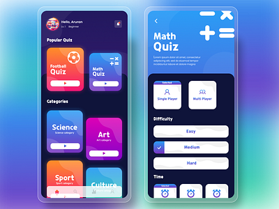 Quiz App Design Exploration app design ui ux