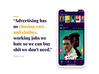 [ui & ux] Fight Club accessibility app app design colours concept dark mode fight club figma hate icons illustration like movie app movies ui ux