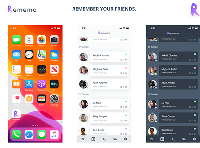 Rememo - Timeline Persons app birthdays branding design high fidelity rememo ui ux