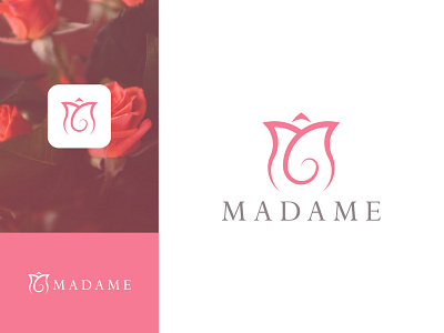 Madame Logo beauty brand brand identity branding brandmark business company concept cosmetics design feminine flower identity logo logomark logotype minimalist modern logo praw rose