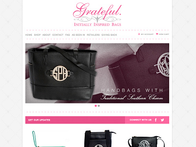 Grateful Bags Homepage Design awaken awaken company awaken design awaken design company bags clean fashion grey handbags minimal pattern pink web webdesign website website design website development white