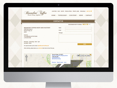 Brandini Toffee Contact Page Design