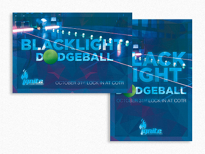 Blacklight Dodgeball Postcard abstract awaken design company blacklight church design dodgeball ministry neon postcard print promotional youth