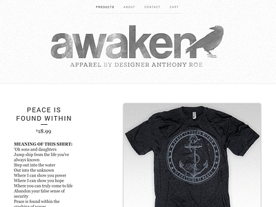 Awaken Clothing - BigCartel Shop awaken clothing awaken design company clean grey minimal simple texture watercolor web website white