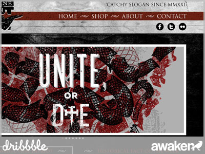White Pine Patriot awaken awaken design company black dark grey old red texture web web design website wood