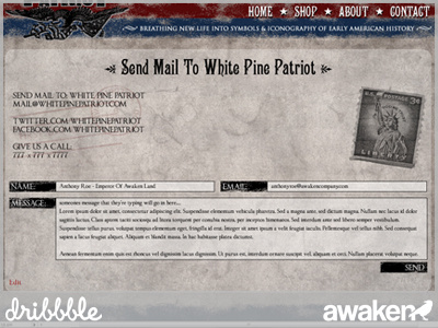 Custom Contact Page american americana awaken awaken company awaken design company contact form dirty old paper texture vintage web design website