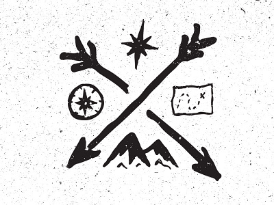 Outdoor Icon black and white compass grunge logo logo design map minimal mountain outdoors simple star