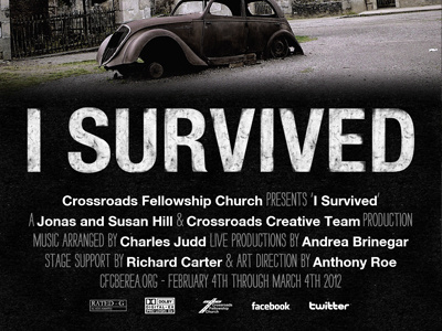 "I Survived" Sermon Series | Crossroads Fellowship Church awaken awaken design awaken design company bird church city dark design destroyed graphic graphic design grunge old photo photoshop post apocalyptic