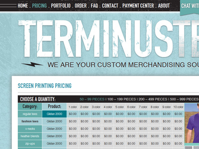 Terminus Tees Website Revamp awaken awaken company awaken design awaken design company background banner css css3 design fashion graphic design homepage html html5 menu navigation redesign screen print texture textures ui user interface web web design webdesign website wordpress