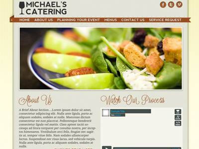 Michaels Catering Website Design awaken awaken company awaken design awaken design company css css3 design food graphic design html html5 navigation organic red textures ui user interface web web design webdesign website wordpress yellow