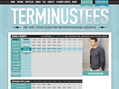 Terminus Tees Pricing Chart awaken awaken company awaken design awaken design company background banner chart css css3 design fashion graphic design homepage html html5 menu navigation redesign screen print texture textures ui user interface web web design webdesign website wordpress