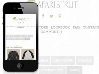 Safari Strut Mobile Shop awaken awaken company awaken design awaken design company bigcartel design gui iphone minimal mobile online shop online store responsive shop simple ui ux web web design webdesign website