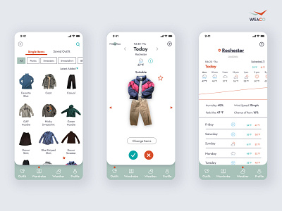 WEACO: Product Concept Design app app design clothes dressing fashion mobile mobile app mobile app design mobile application product product concept product design ui ui design ux ux design visual weather