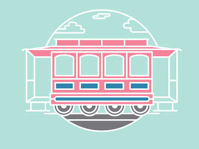 Trolley 2d california car icon line line art logo san francisco train trolley