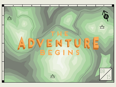 The Adventure Begins 2d adventure card compass icon map postcard print print design topography travel wedding