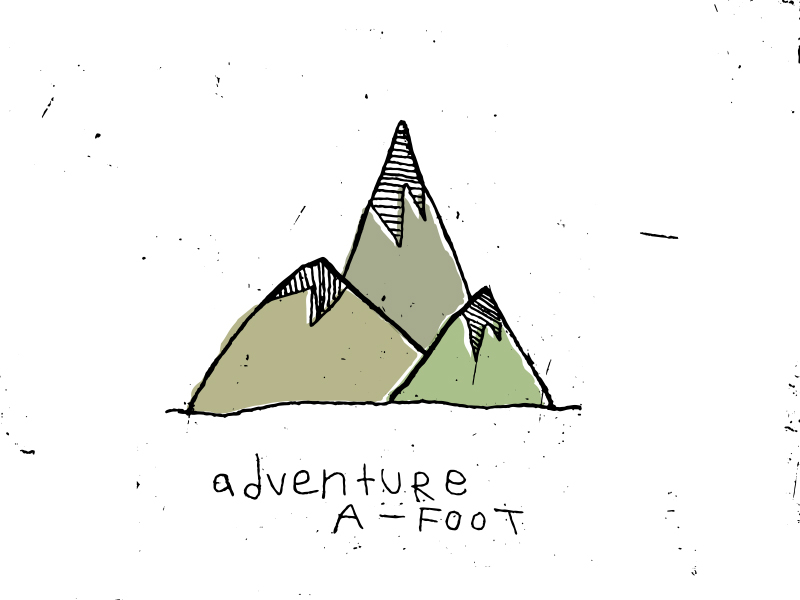 Adventure-a-foot adventure drawing hand type hike mountain out doors sketch travel