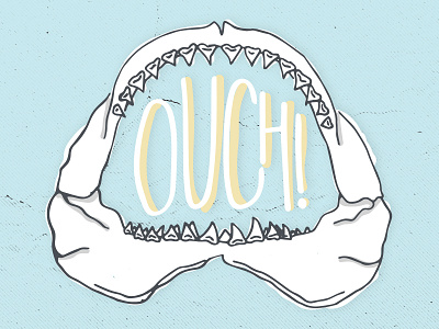 Ouch! Shark attack! drawing hand drawn hand type hand typography illustration lettering shapes shark sketch texture typography