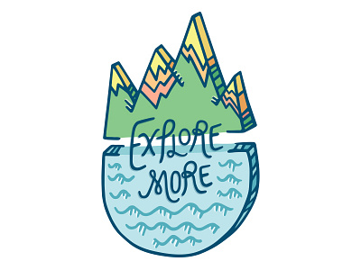 Explore More adventure art drawing hand typography illustration mixed media mountains ocean road trip sketch water