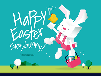 Happy Easter! bunny cartoon easter bunny easter illustration eggs michelle lana peeps vector illustration