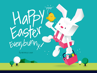 Happy Easter! bunny cartoon easter bunny easter illustration eggs michelle lana peeps vector illustration