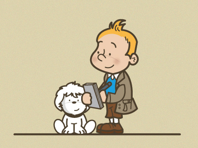 Tintin and Bailey adventures of tintin bailey dog illustration michelle lana snowy tintin vector