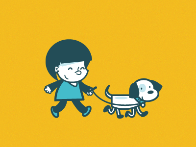 Walkie the Doggy cartoon dog illustration michelle lana vector walk walking