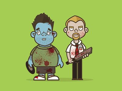 Shaun and Ed cartoon halloween illustration michelle lana shaun and ed shaun of the dead vector