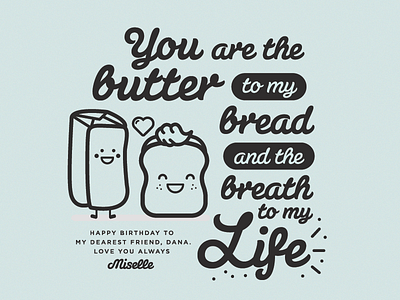 Birthday Card birthday bread butter card cartoon illustration julia child quote michelle lana vector