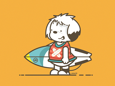 Hang Ten beach cartoon characters dog hang ten illustration kahuna michelle lana surf surf board surf dog vector