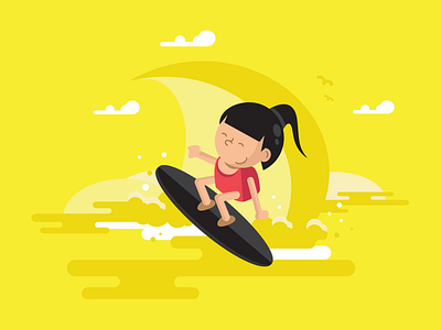 Surf Girl beach illustration michelle lana porfolio site surf surf board surfer vector