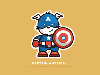 Captain America FanArt Sticker avengers captain america cartoon dog characters illustrator marvel fan michelle lana sticker